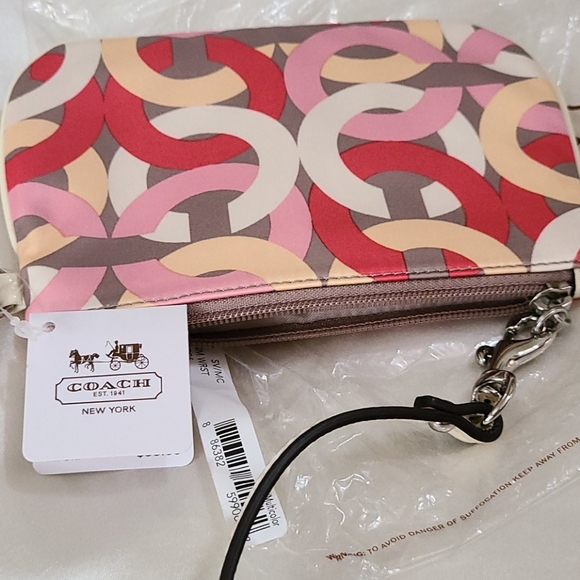 Coach Kristen Chain Link Print Sateen Wristlet - Picture 6 of 7